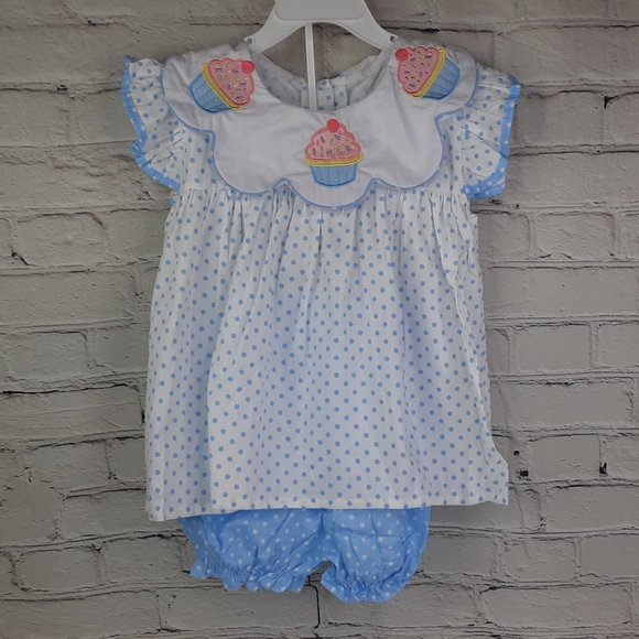 'EVERLASTING HEIRLOOM' SCALLOP NECK EMBROIDE CUPCAKE TOP & BLOOMER 2-PIECE SET - Picture 14 of 14